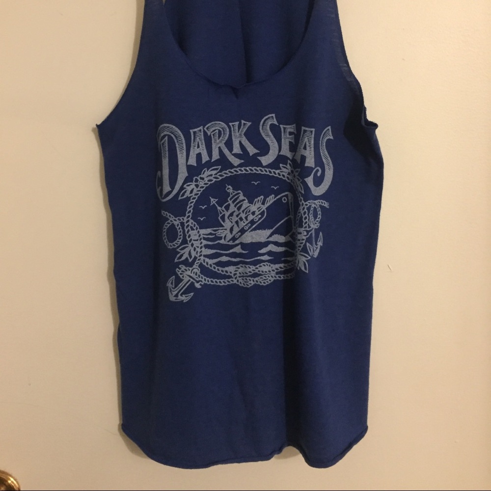 Blue and white dark seas tank top